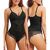 REYEOGO Lace Shapewear Bodysuit for Women Tummy Control Body Shaper V Neck Fajas Tank Tops Slimming Camisole Corset