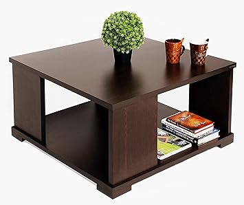 Bluewud Noel CT-NO-SQW Coffee Table with Shelves (Wenge)