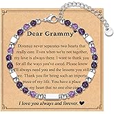 IKIATY Purple Amethyst Gemstone Bracelet, Mothers Day & Birthday Gift for Grandma, Modern Beaded Strand with Lobster Claw Clasp