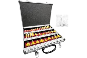 LU&MN Carbide Tipped Router Bit Set ( 35 PCS) with 1/4" Shank Wood Milling Saw Cutter, Multi-Purpose (Woodworking Tools for H