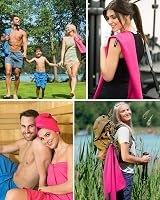 Fit-Flip Swimming Towel Quick Dry Microfiber Beach Towel 80x40cm Deep Pink view 5