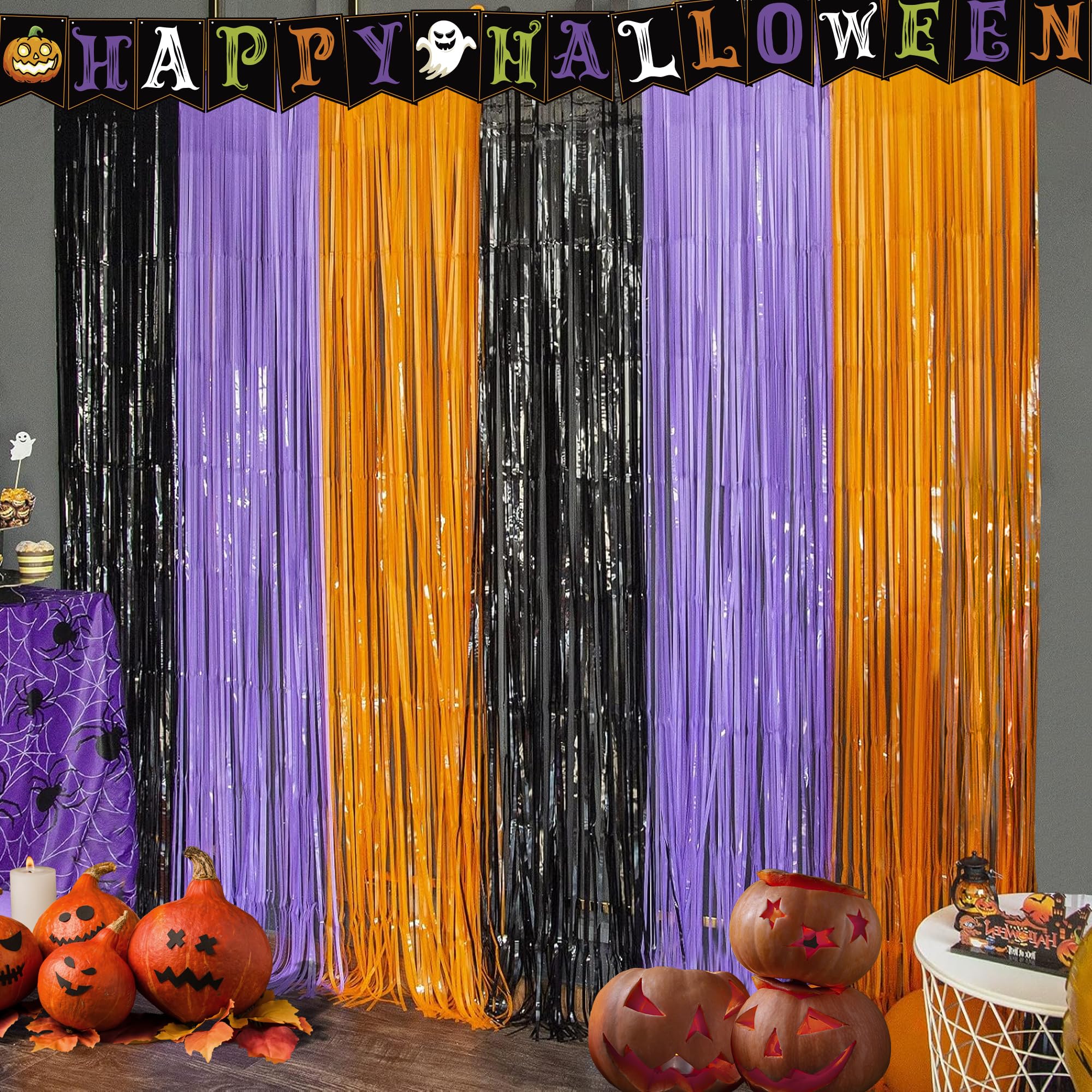 Photo 1 of OHOME Halloween Decorations - Halloween Party Decorations | Trick or Treat Backdrop Banner for Wall Door | Halloween Birthday Party Favors Supplies Indoor Outdoor