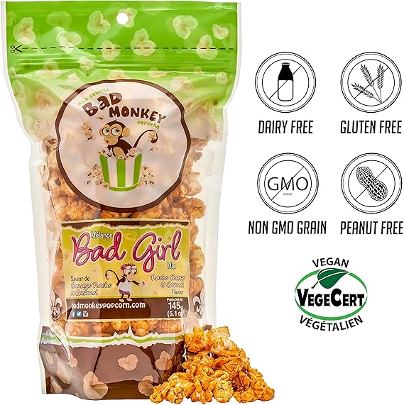 Bad Monkey Popcorn Popped Popcorn, Nacho Cheese & Caramel, 5.1 Oz