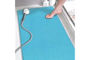 Non Slip Loofah Shower Mat, 15.7x36 Inch, Anti Slip Bath Mat for Wet Areas, Quick Drying, No Suction Cups, Turquoise Blue