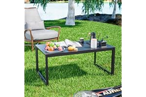 DAMNISS Outdoor Coffee Table Aluminum Table for Patio Garden Lawn Backyard, Grey