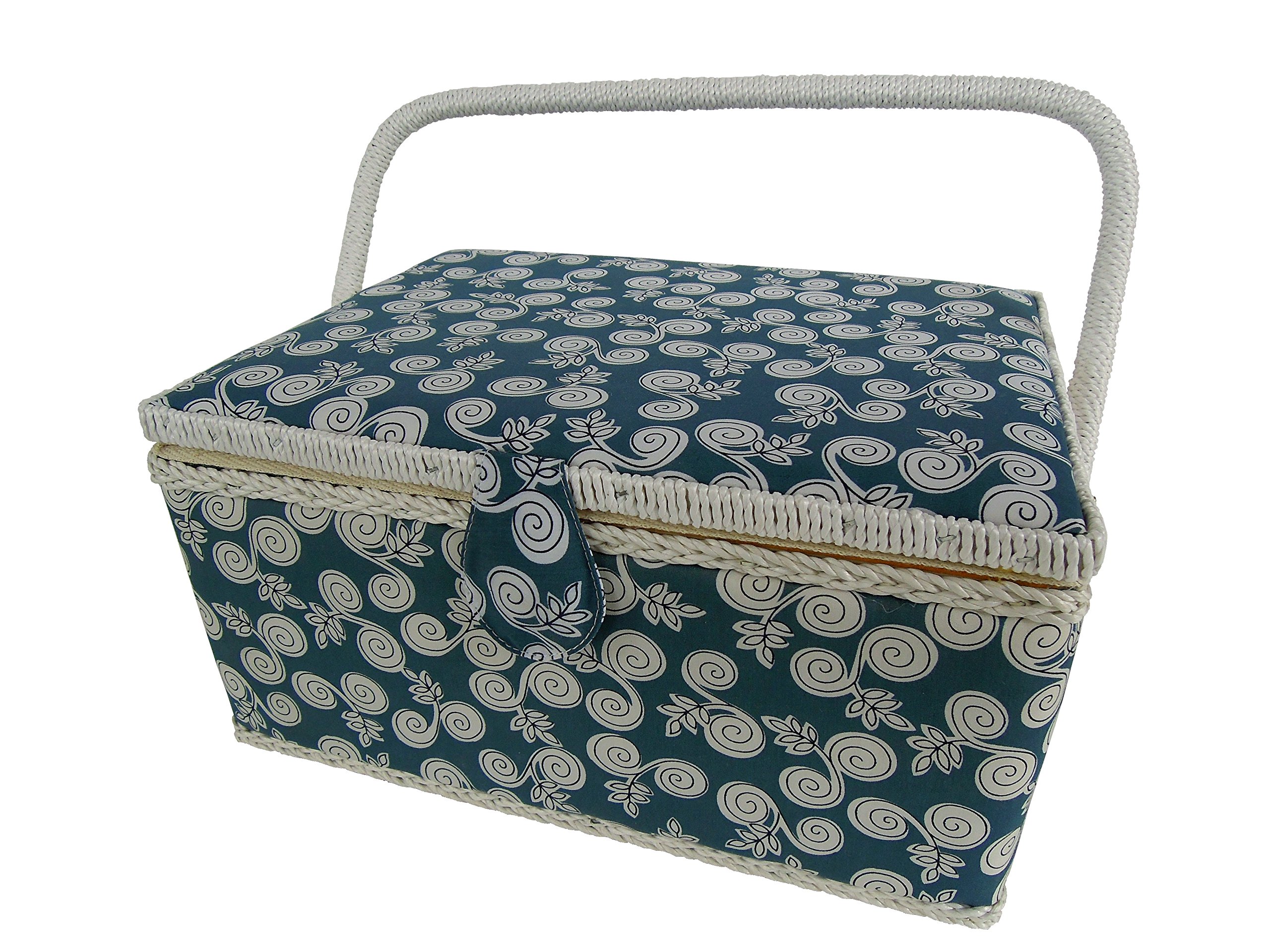 Kleiber + Co. 91906 Sewing Basket Rectangular Sewing Basket Vollstoff Wood/Fabric 32 x 24 x 16 cm Blue