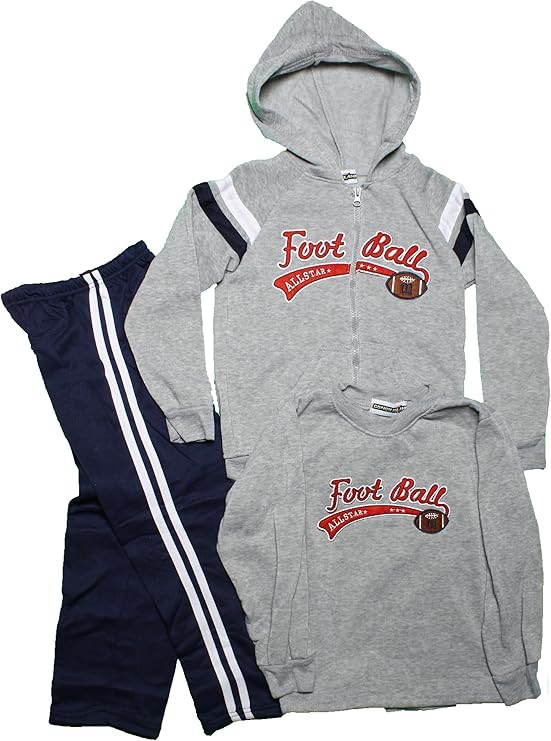 CONEY ISLAND Boys 4T7 Grey Football Hoodie, Shirt & Navy