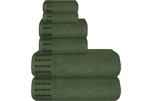 MALLONI HOME Ultra Soft 6 Pack Cotton Towel Set, Contains 2 Bath Towels 28x55 inch, 2 Hand Towels 16x24 inch & 2 Wash Coths 12x12 inch, Ideal Everyday use, Compact & Lightweight - Olive Green