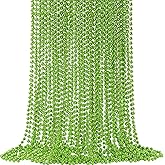 24 PCS St. Patrick's Day Bead Necklaces, Light Green Mardi Gras Christmas Beads, 33'' Green Bead Necklace Green Party Beads for St. Patricks Day, Mardi Gras, Christmas, Carnival Party Favors