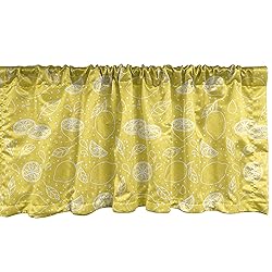 Ambesonne Yellow and White Window Valance, Pattern