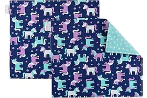 FUN KINS Funkins Reusable Cloth Placemats for Kids & Lunch Boxes | Reusable, Eco-Friendly | 15"x13", 2-ply, Thick, Absorbent, Machine Washable | Set of 2 Placemats (Unicorns)