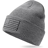 OUTDOOR SHAPING American Flag Embroidered Knit Cuffed Beanie for Men Women Tactical Winter Warm Hat