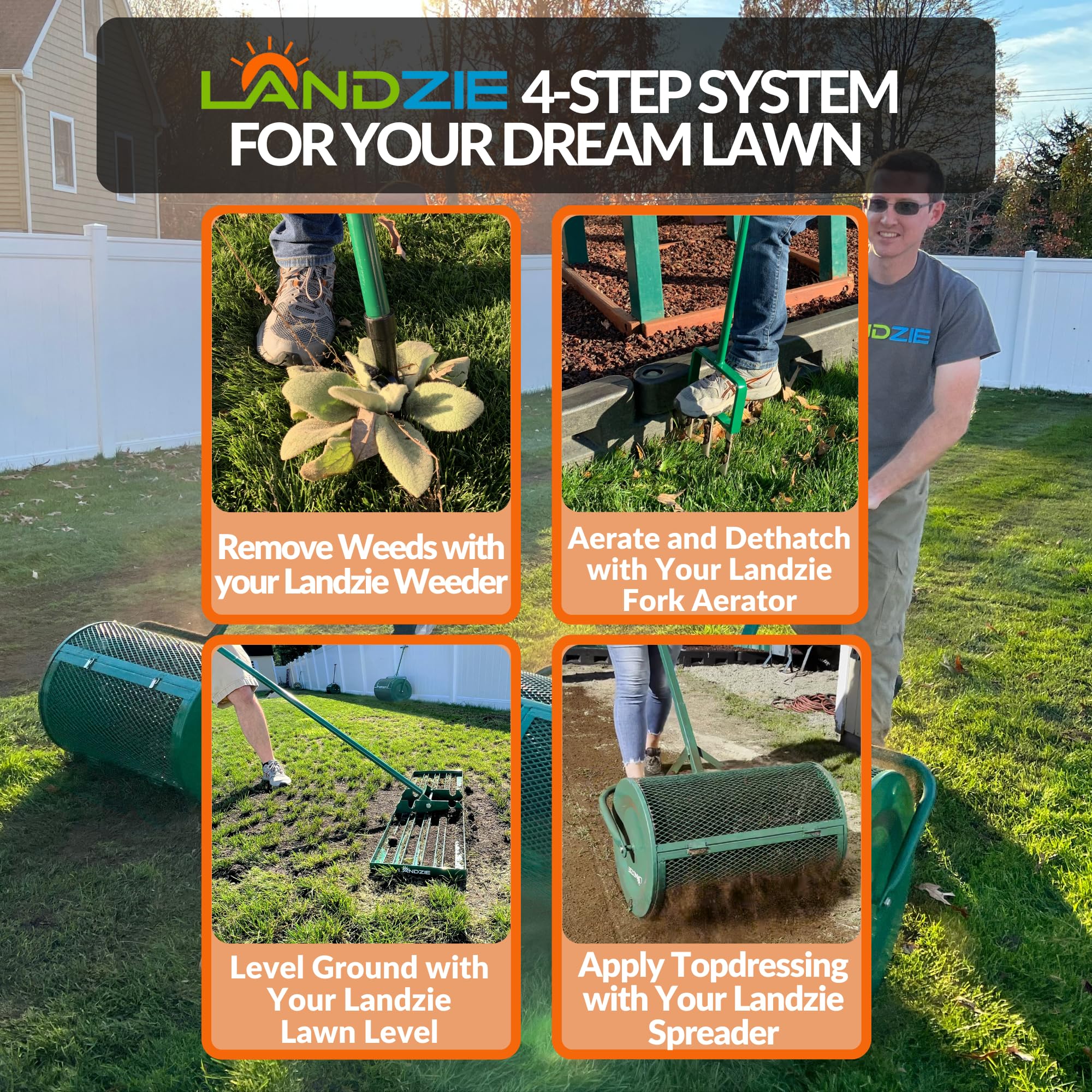 Mua Landzie 24 Inch Compost Spreader and Peat Moss Spreader Roller