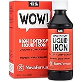 NovaFerrum Wow, 125 High Potency Liquid Iron Supplement for Adults, Iron Deficiency, 125mg of Iron Per 5mL Dose, Vegan Verified, Gluten Free Certified, Sugar Free