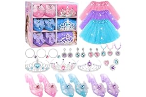 YasinKidz Princess Dress Up for Girls with Kids Makeup, Jewelry Boutique Kit, Skirts, Shoes, Crowns, Girls Toys for 3-6