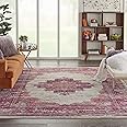 Nourison Passion Ivory/Fuchsia 8' x 10' Area Rug, Boho, Traditional, Easy Clean, Non Shedding, Bed Room, Living Room, Hallway (8x10)