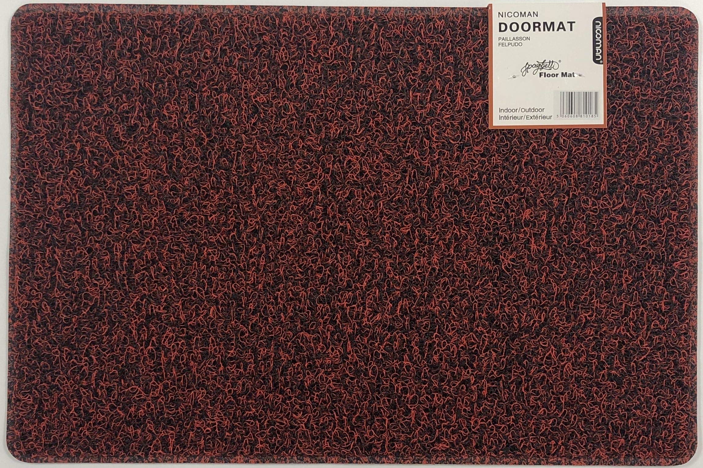 Nicoman Floor Mat Looper Noodle Matt Patio Door Garden Conservatory Doormat-(Use Indoor or Sheltered Outdoor), Spaghetti, Red with Black, Medium (75x44cm)