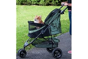 PET GEAR INC Pet Gear No-Zip Special Edition 3 Wheel Pet Stroller for Cats/Dogs, Zipperless Entry, Easy One-Hand Fold, Removable Liner, Cup Holder, Willow