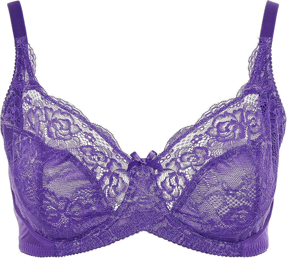 Yours Purple Stretch Lace NonPadded Underwired Bra Women's Plus