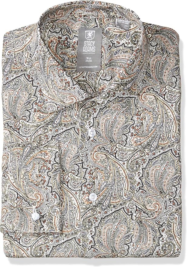 STACY ADAMS Men's Big and Tall Paisley Modern Fit French Cuff Dress