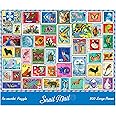 Re-marks Snail Mail Stamp Collage Jigsaw Puzzle, 500 Large Piece Jigsaw Puzzle for All Ages