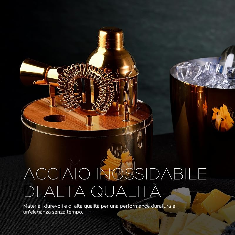 THE DROP - Set da cocktail da 6 pezzi - Acciaio inossidabile - Design elegante e salvaspazio - Ideale per la mixologia, le riunioni e i regali - Altamente resistente