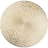 Round Placemats Gold Metallic Set of 6 Vinyl Hollow Placemats 15 Inch, Washable Easy Clean Wipeable Non Slip Stain Heat Resistant Dining Table Place Mats for Wedding Party Decoration by Snowkingdom