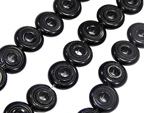 28stk Onyx Perlen Halbedelstein Edelstein 14mm x 4mm Schwarz Donut 1 Strang Schmuckstein für Kette, Ring, Basteln G778