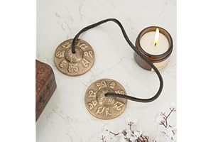 Ajuny Tibetan Tingsha Cymbals Meditation Handcrafted Buddhist Meditation Yoga Chime Bells With OM Mane Padme Hum Symbols Manjira Healing Instrument Spiritual Gifts