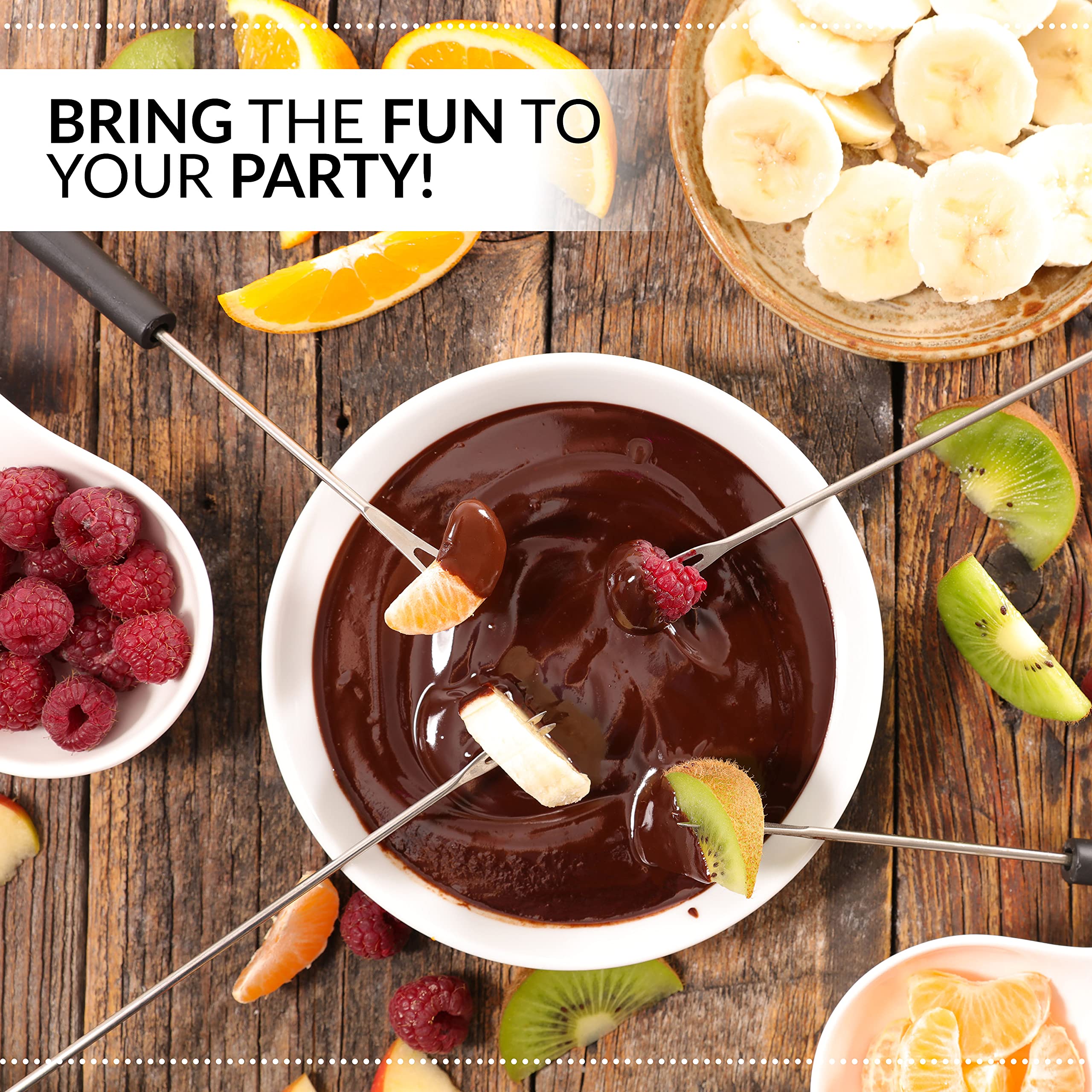 Nostalgia 12-Cup Electric Fondue Pot Set for Cheese & Chocolate - 8 Color-Coded Forks, Temperature Control - Stainless Steel Kitchen Gadgets and Appliances for Hors d'Oeuvres and More - Aqua