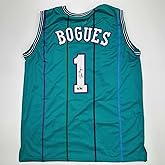 Facsimile Autographed Muggsy Bogues Charlotte Teal Reprint Laser Auto Basketball Jersey Size Men's XL