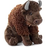 The Petting Zoo Bison Stuffed Animal, Gifts for Kids, Wild Onez Zoo Animals, Sitting Bison Plush Toy 12 inches