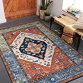 Lahome Boho Rugs for Living Room - 4x6 Area Rug Machine Washable Bedroom Rugs Non-Slip Low-Pile Entryway Carpet Throw Oriental Distressed Kitchen Indoor Floor Carpet for Dining Room Bathroom Office