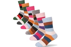 ProEtrade Merino Wool Socks for Kids Toddlers Boys Girls Thick Thermal Warm Winter Hiking Heavy Cozy Crew Socks 6 Pack