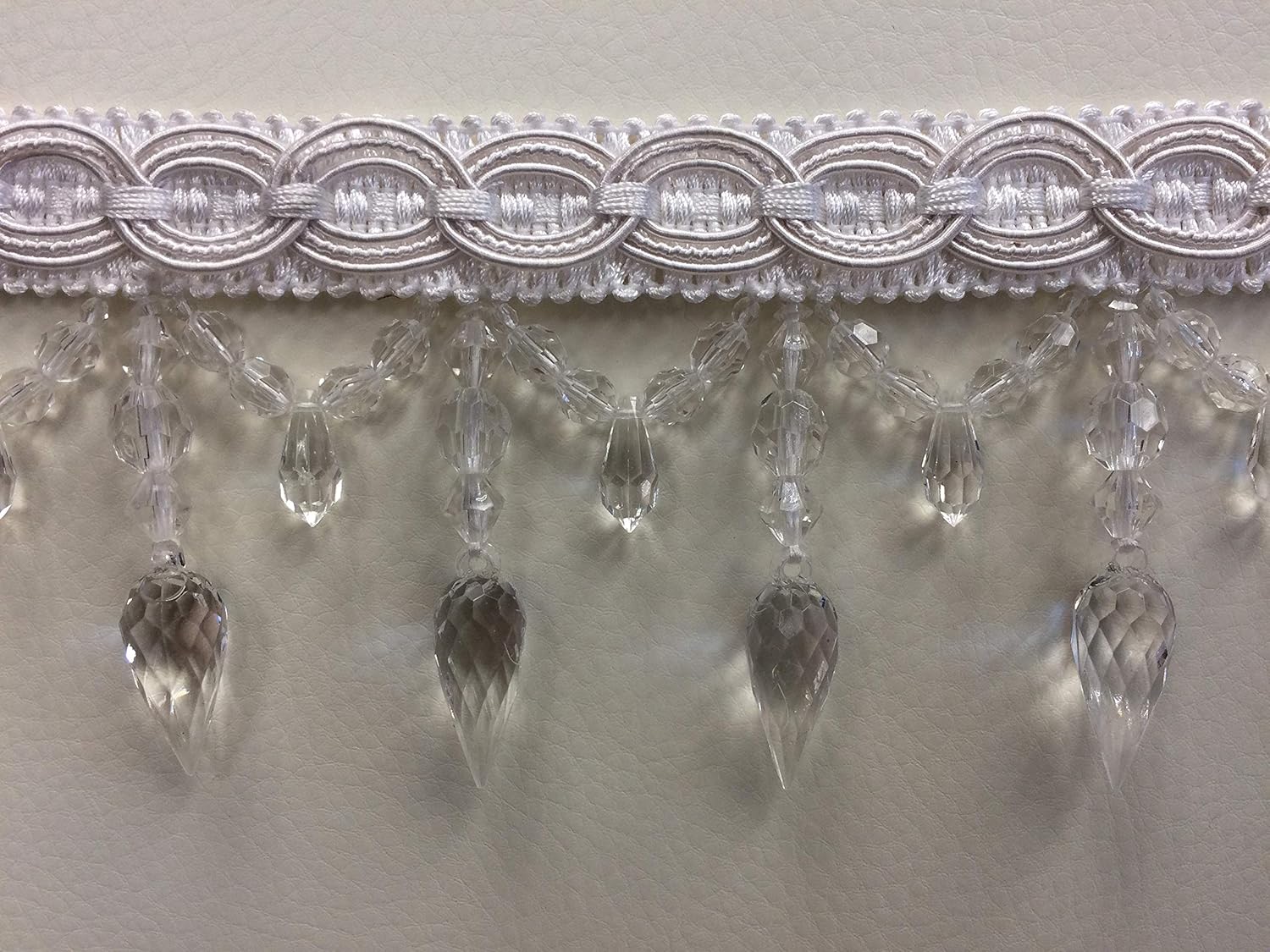 Amazon Com 4 Crystal Beaded Tassel Fringe Trim By The Yard Tf 32 1 White