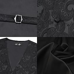GUSLESON Black Vest Floral Suit Vest Tie and Bow