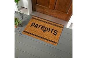 TEAM SPORTS AMERICA NFL New England Patriots Natural Coir Door Mat, Indoor and Outdoor Entryway, 28 x 16 Inches, Non Slip Back, Welcome Floor Mats, Muddy Dog Paws, Front Door Entrance Home Décor
