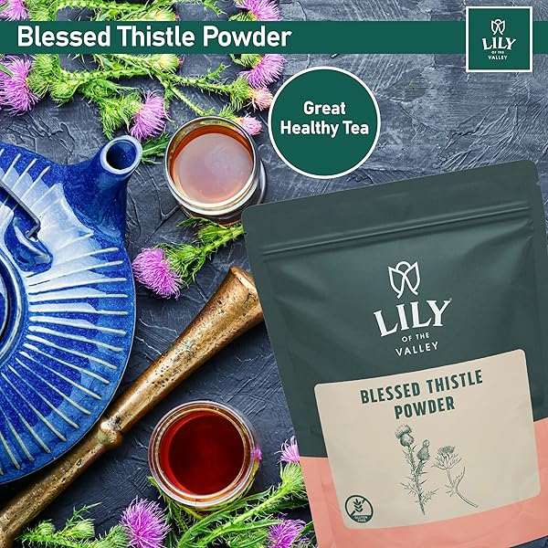 LILY OF THE VALLEY BLESSED THISTLE EXTRACT POWDER – IDEAL FOR SMOOTHIES & JUICES – MILK THISTLE TEA – RICH IN SILYMARIN AND ANTIOXIDANTS – VEGAN & GLUTEN-FREE – PACKED IN RESEALABLE POUCH (16OZ, 453G)