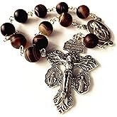 elegantmedical Carnelian Beads Catholic Prayer one Decade Rosary Bracelet Pardon Cross Crucifix Gift