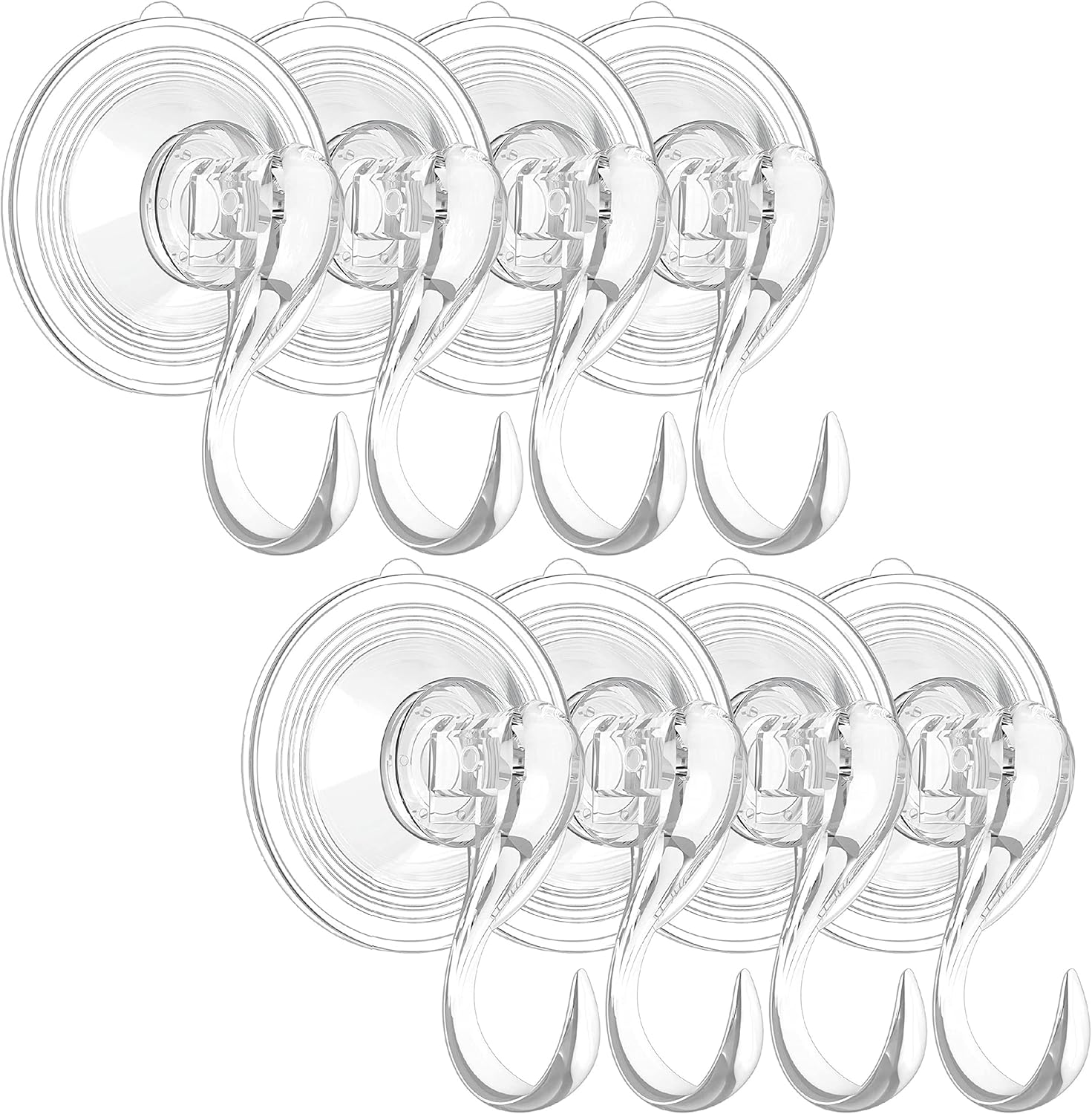 Wreath Hangers - Suction Cup Hooks Large Clear Reusable Heavy Duty Hanger Christmas Wreath Hangers Strong Hooks for Bathroom 、Kitchen、Window、Glass and All Smooth Surface Inside and Outside…… (L-8PACKS)