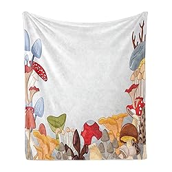 Ambesonne Mushroom Soft Flannel Fleece Throw