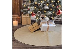 Ivenf Christmas Tree Skirt, 36 inches Small Double-Layer Burlap Plain Tree Skirts, Rustic Jute Tree Skirt for Xmas Holiday Home Decor, Fall Winter Farmhouse Brown Burlap Christmas Decorations Indoor