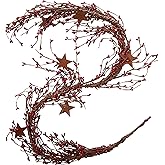 CWI Pip Berry and Star Garland - 40 Inch - Artificial Garland for Mantle, Arch, Table, and Entryway - Red & Burgundy