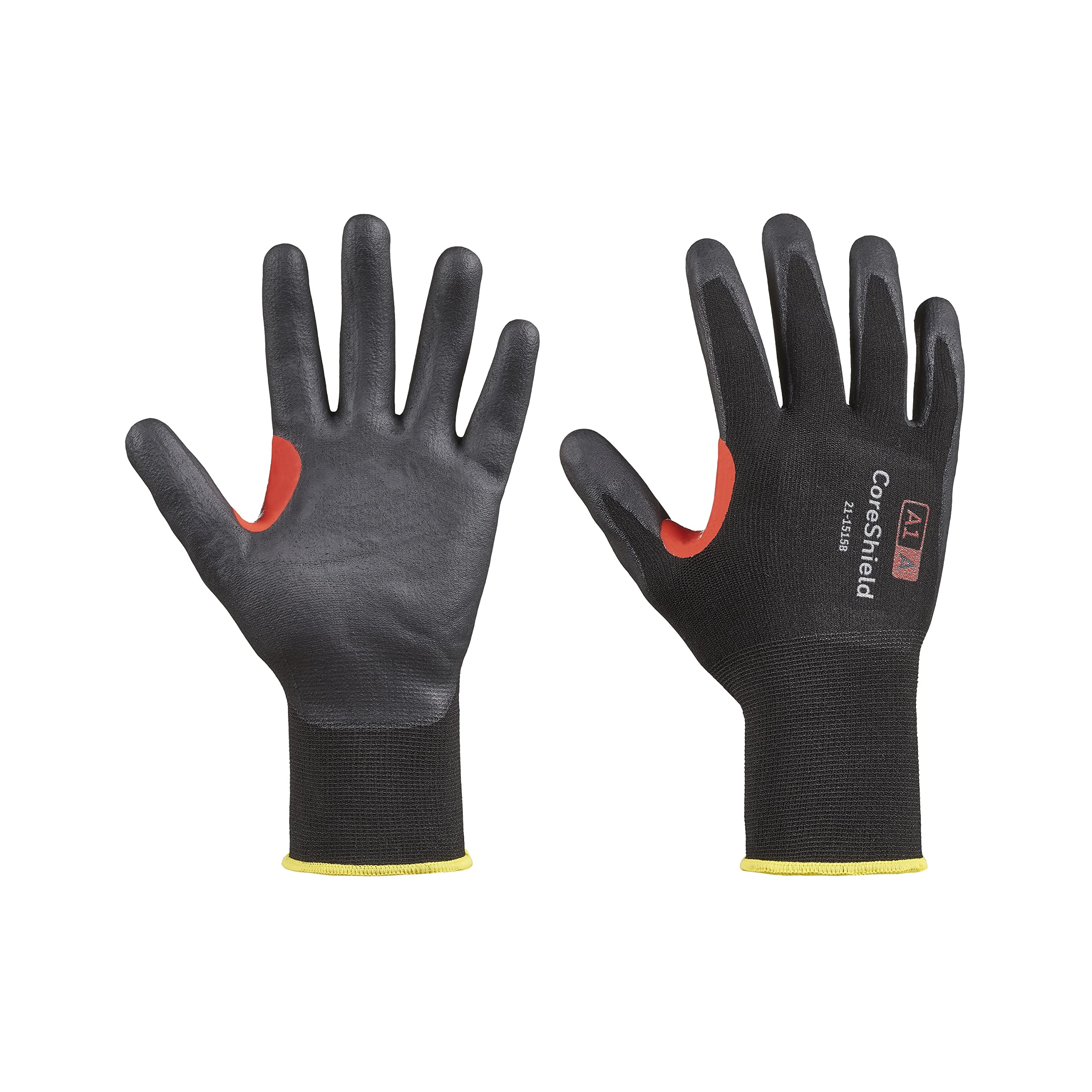 Honeywell 10 Pairs CoreShield™ cut resistant work gloves, Black/Red, Cut Level A, Nitrile Microfoam coating, washable, touchscreen capacitive, size 6/XS, 21-1515B/6XS