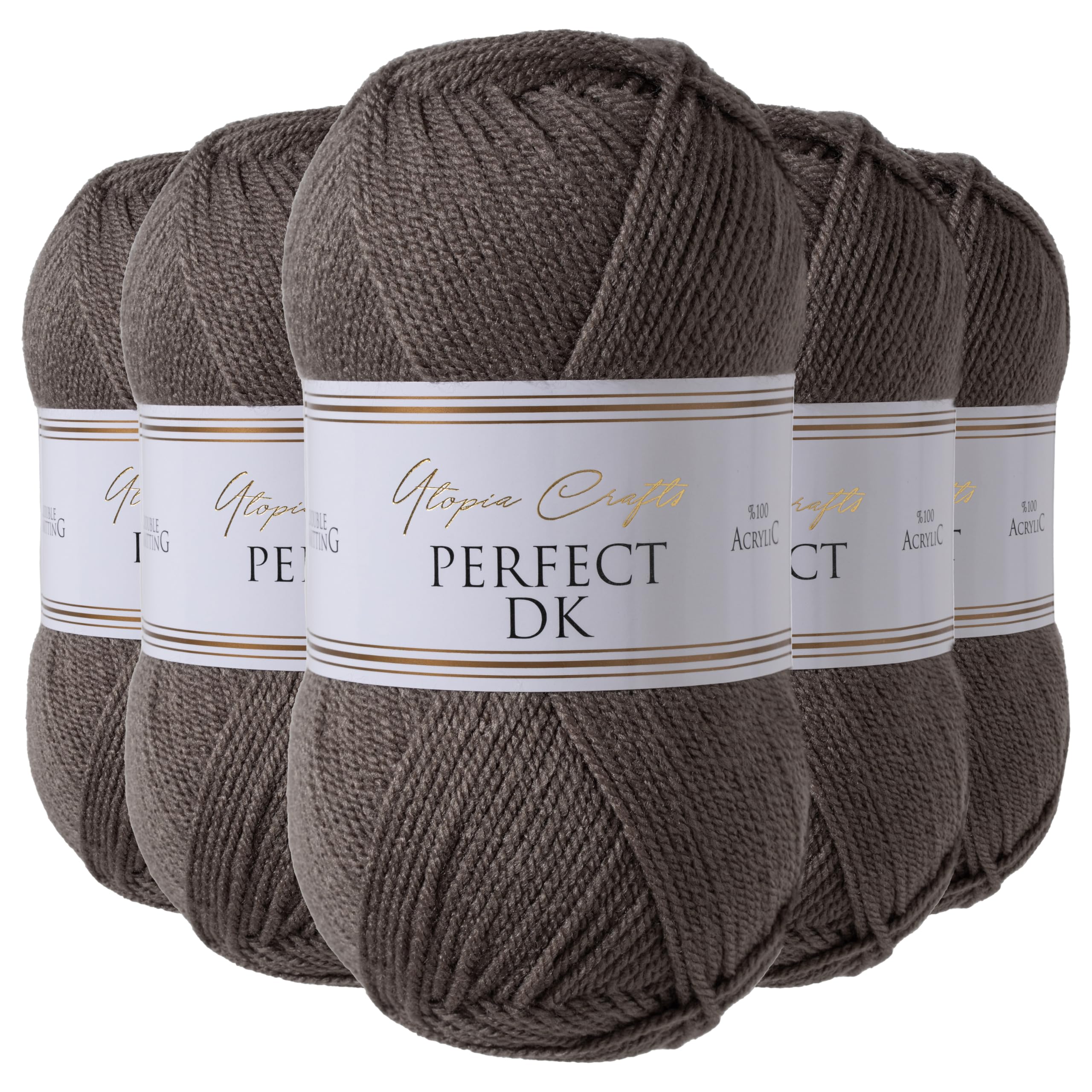 Utopia Crafts DK Double Knitting Yarn, 5X 100g (Steel Grey), 500g, 1500m — image 1