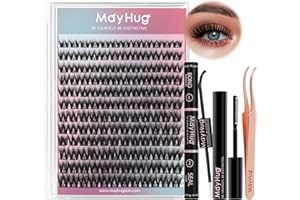 Mayhug Lash Clusters Kit,Lash Extension Kits 144Pcs, 3D Lashes Clusters 8-18mm D Curl with 10ml Bond and Seal Waterproof,5ml 