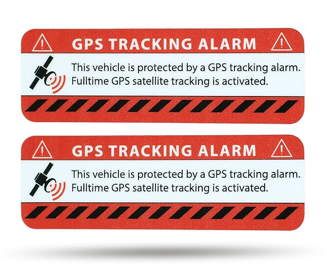 GPS Premium Set of 2 Alarm Car Sticker Warning Sticker ? 75 mm x 25 mm