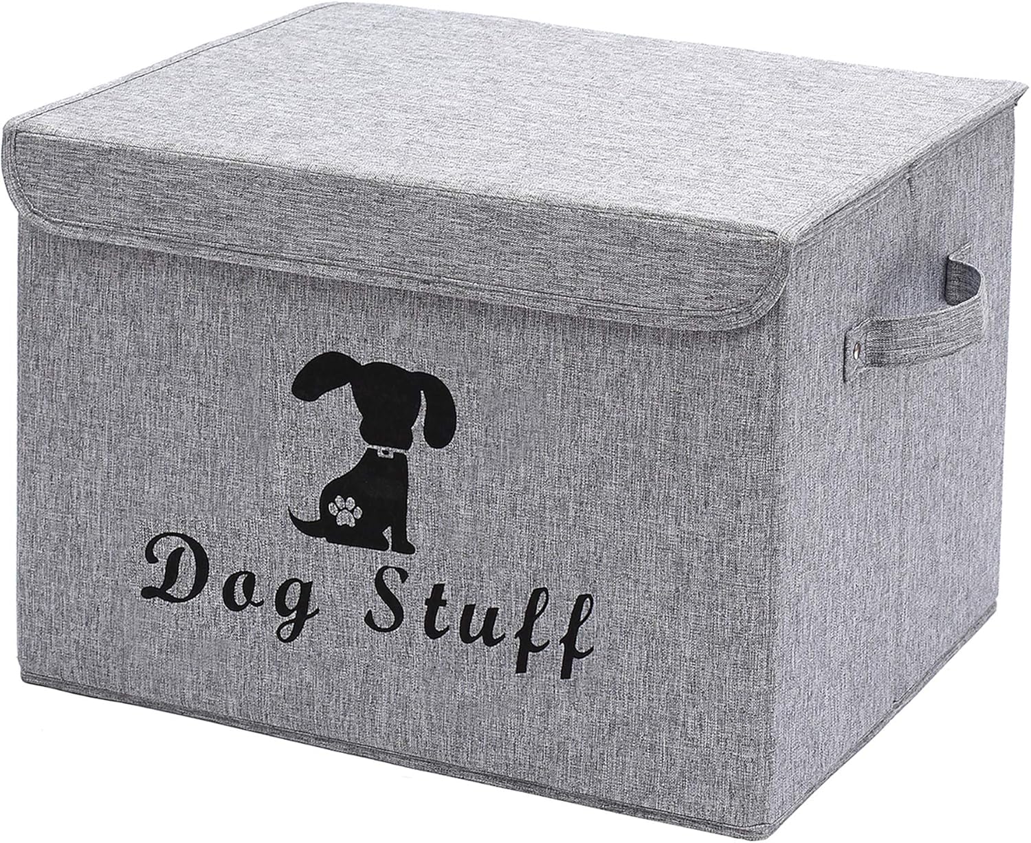 Geyecete Linen Dog Storage Basket Bin Chest Organizer with Lid and Handles - Perfect for Organizing Dog Toys, Dog Clothing, Storage Trunk