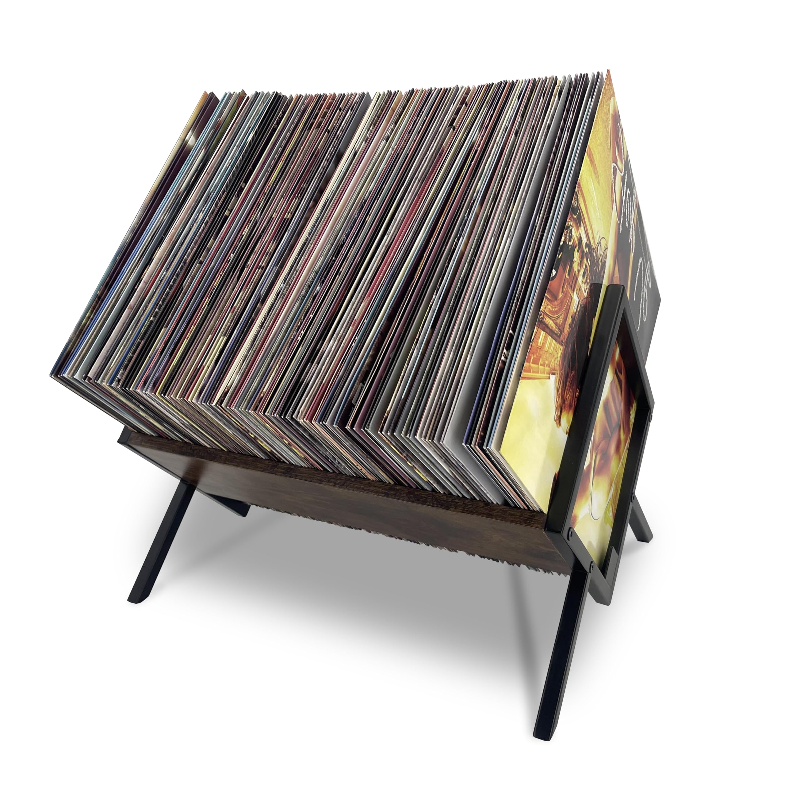 REGAL DISPLAY Vinyl Record Storage Holder - 12 inches 70 Album Holder Display Stand - Book and Record Album Storage - Album and LP Storage Organizer … (Wood)