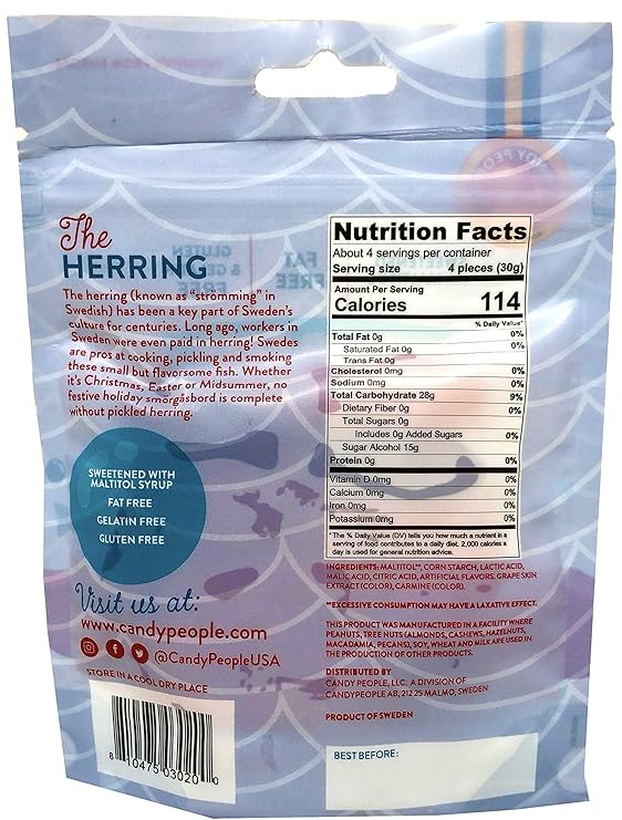 Amazon Com Candy People Sugar Free Fish Swedish Gummy Candy 4 Ounce Gluten Free Gelatin Free And Fat Free Pack Of 2 Grocery Gourmet Food